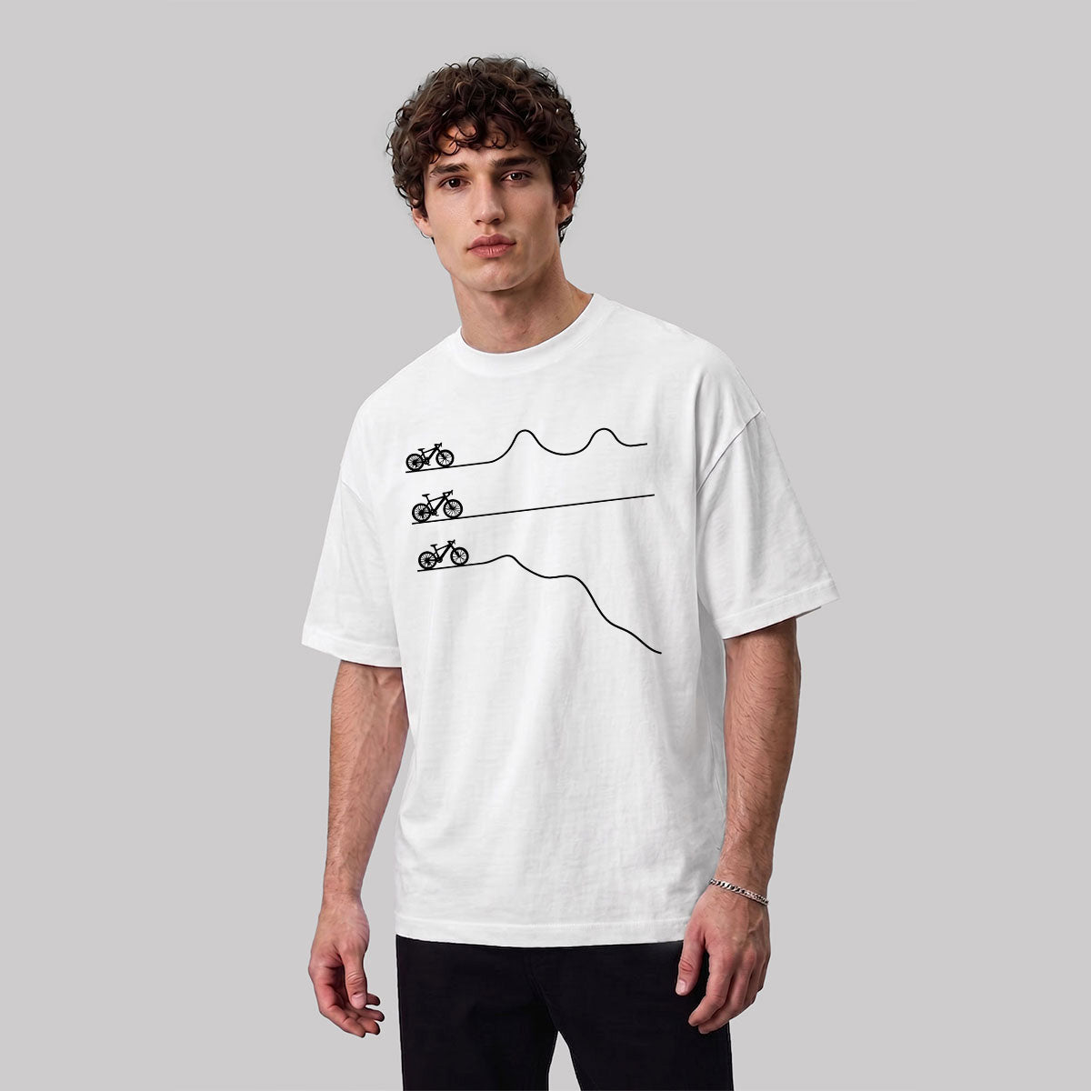 Outdoor Cycling Road Print 100% Cotton Casual T-Shirt