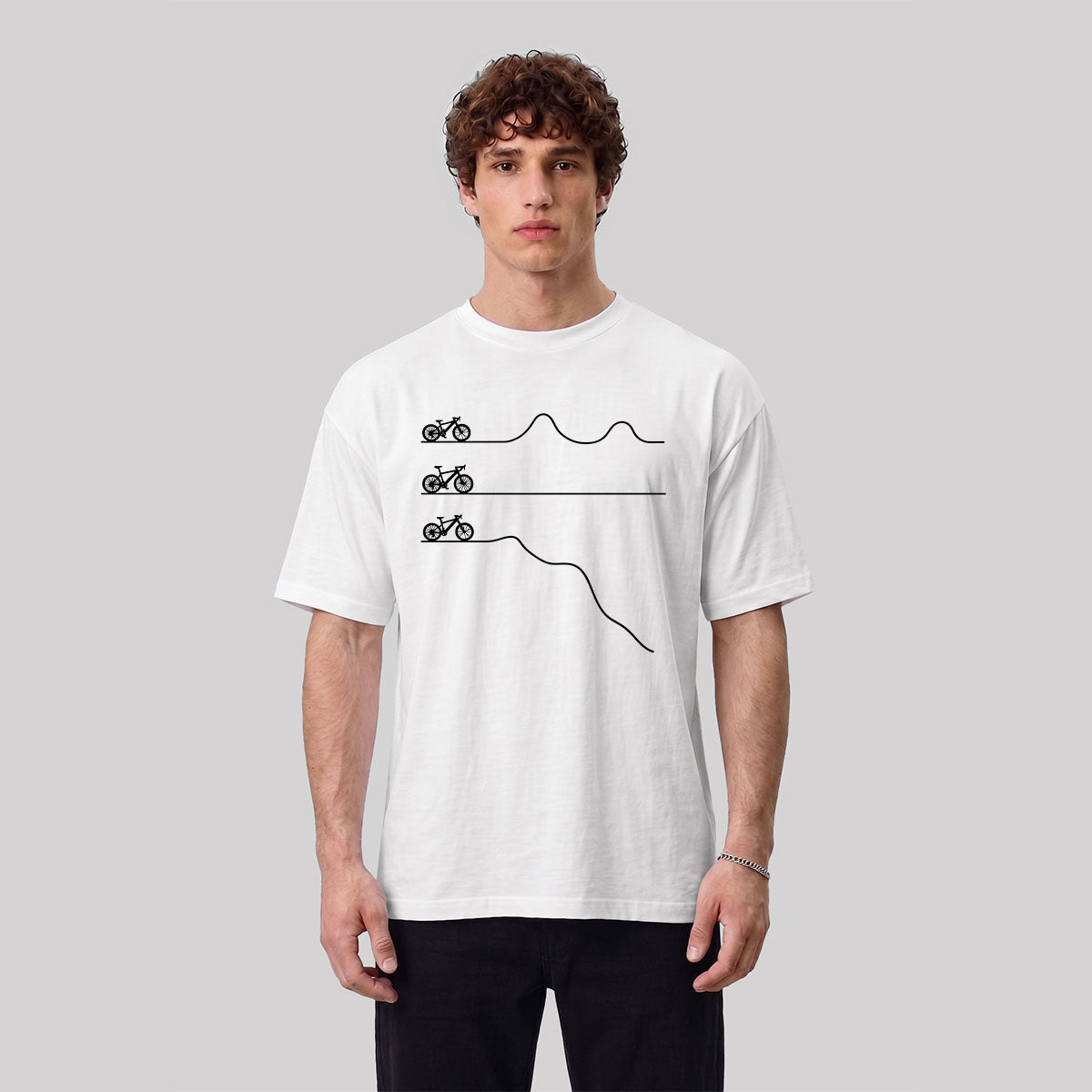 Outdoor Cycling Road Print 100% Cotton Casual T-Shirt