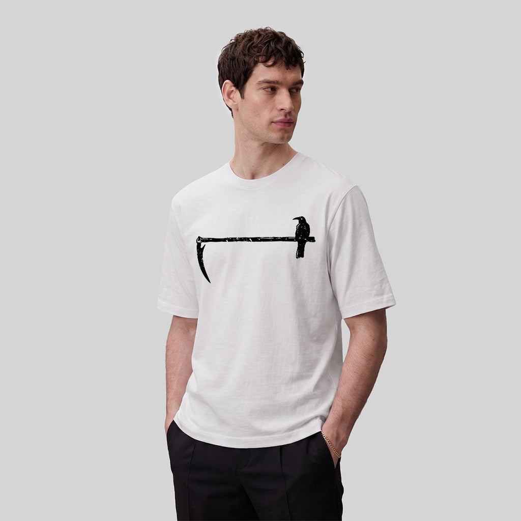 Lonely Bird Standing Scythe Casual Cotton T-Shirt