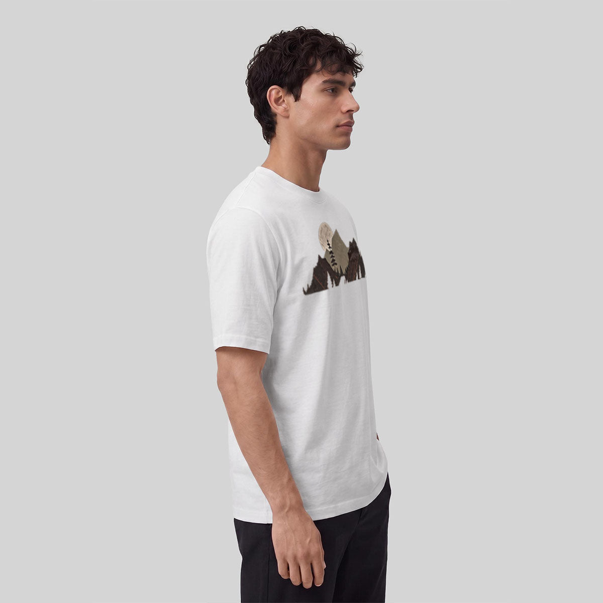 Mountain Landscape Pattern Natural Style Casual T-Shirt