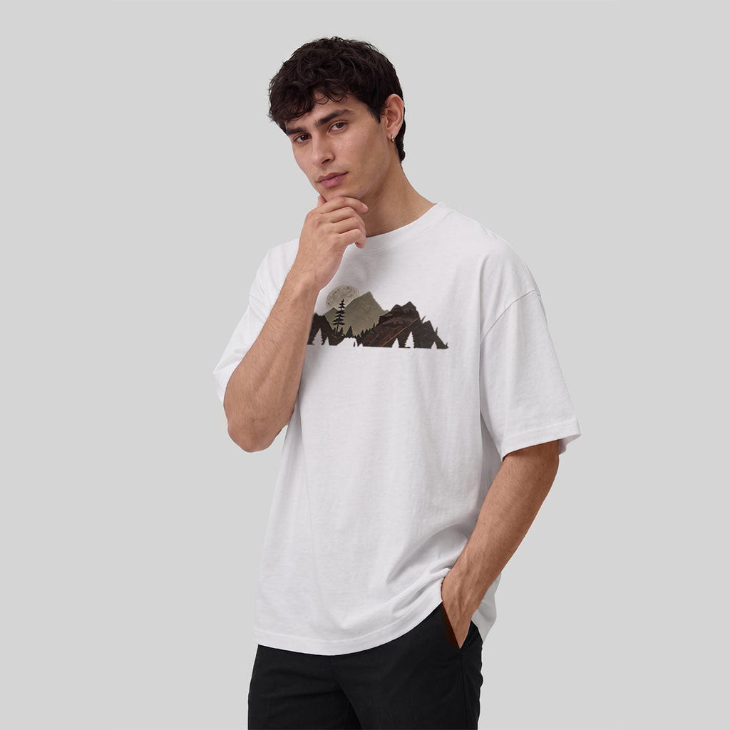 Mountain Landscape Pattern Natural Style Casual T-Shirt