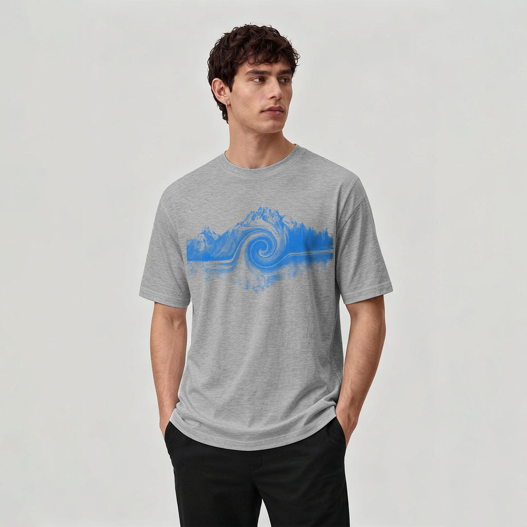Abstract Landscape Print Premium Cotton Casual T-Shirt