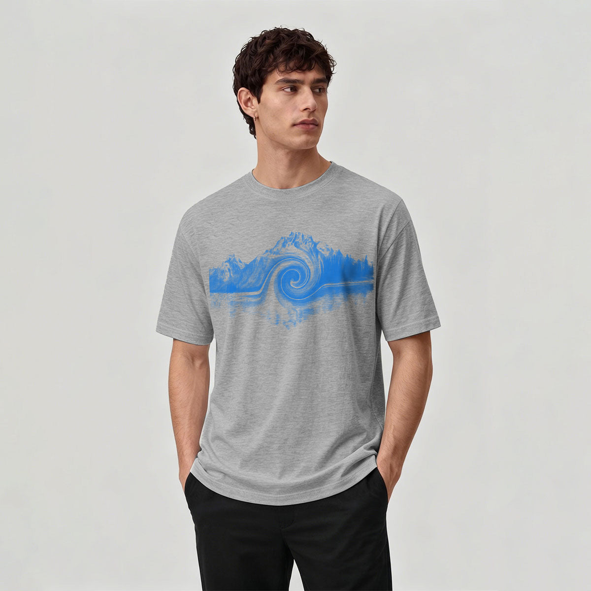 Abstract Landscape Print Premium Cotton Casual T-Shirt