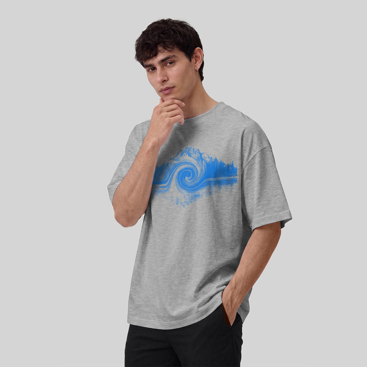 Abstract Landscape Print Premium Cotton Casual T-Shirt