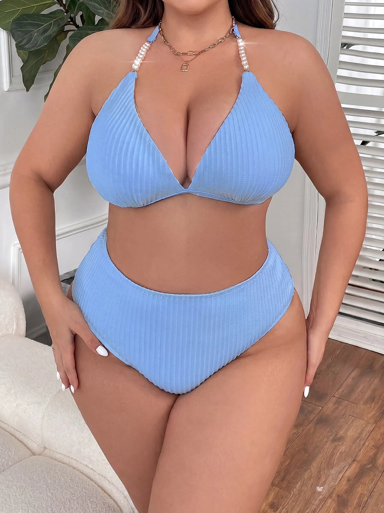 Women's Solid-Color Strapless Backless Sexy Bikini
