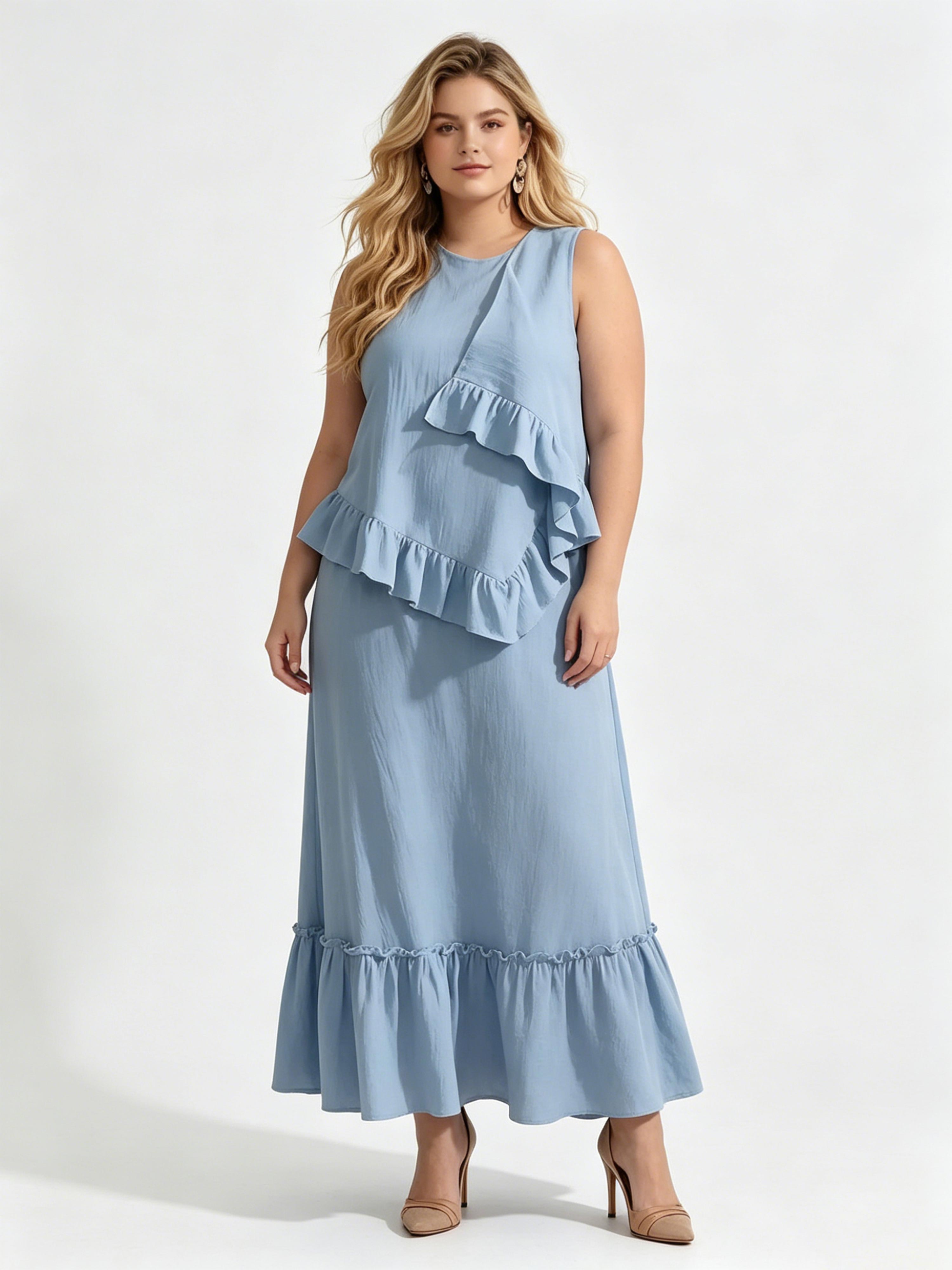Loose-fitting Sleeveless Casual Vacation Dress Set