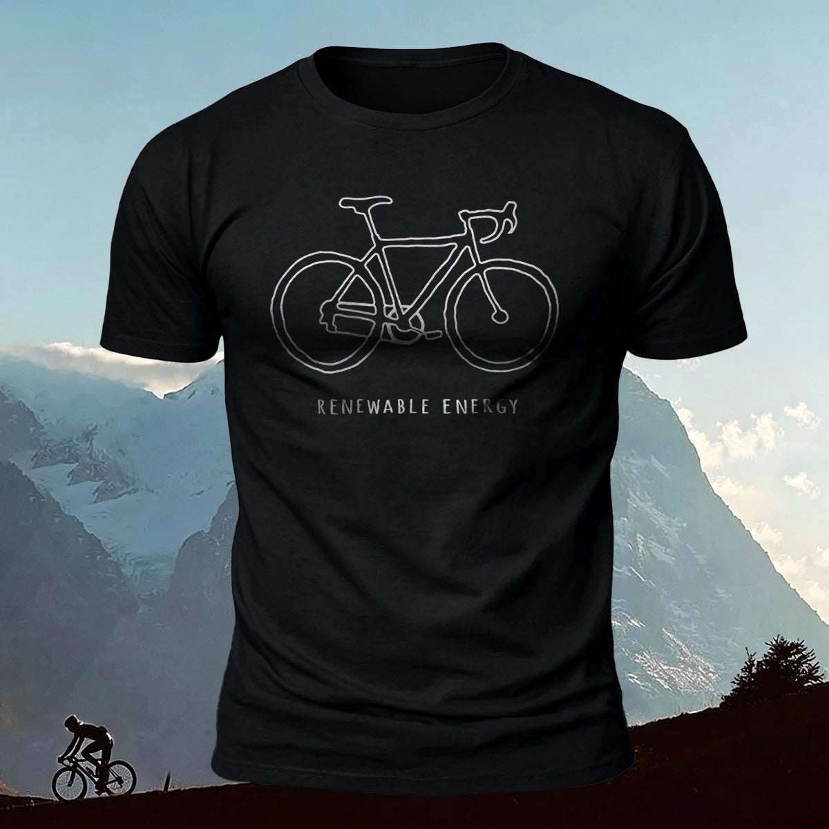 Bicycle Print Pattern Combed Cotton Comfort T-shirt