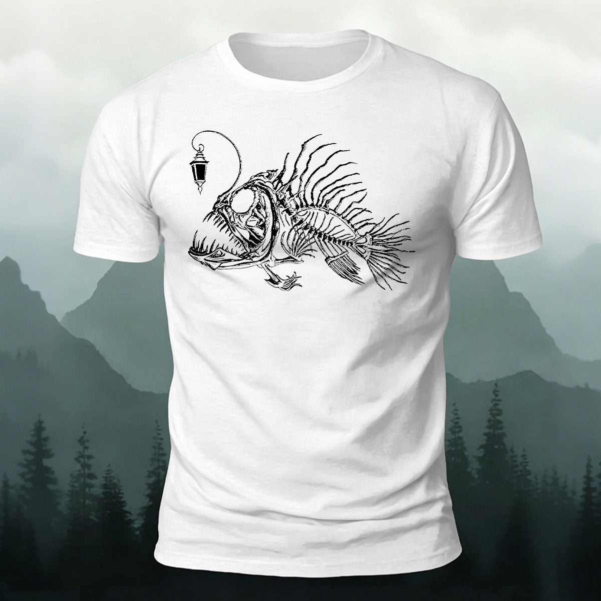 Underwater Fishbone Pattern Cotton Casual T-Shirt