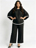 Fashionable Loose Batwing Sleeve Robe Wide-leg Pants Set