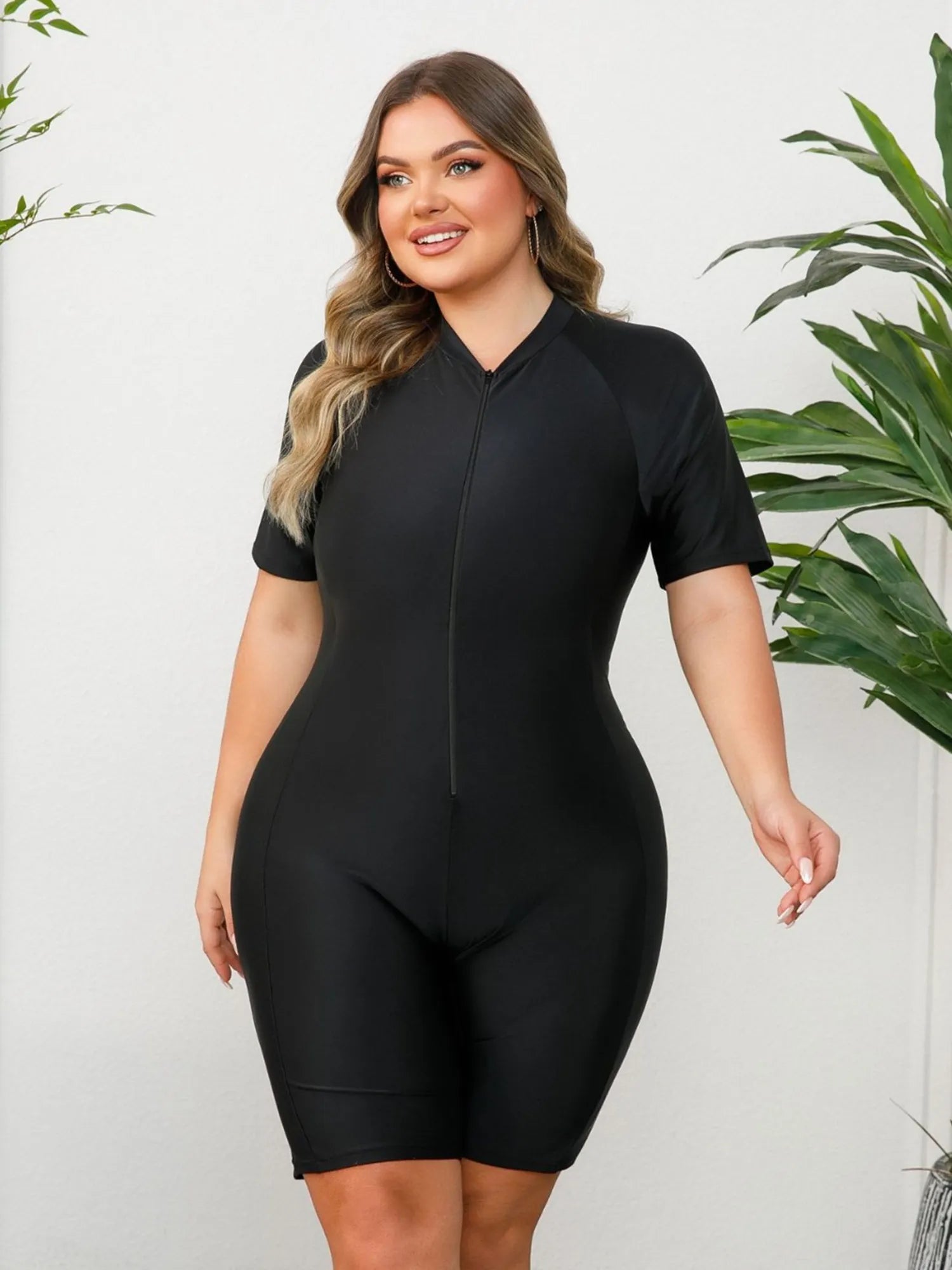 Minimalist Zip One Piece Surf Snorkel Swimsuit