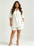Short-sleeve Shirt And Loose-fitting Pants In A Cotton-linen Set
