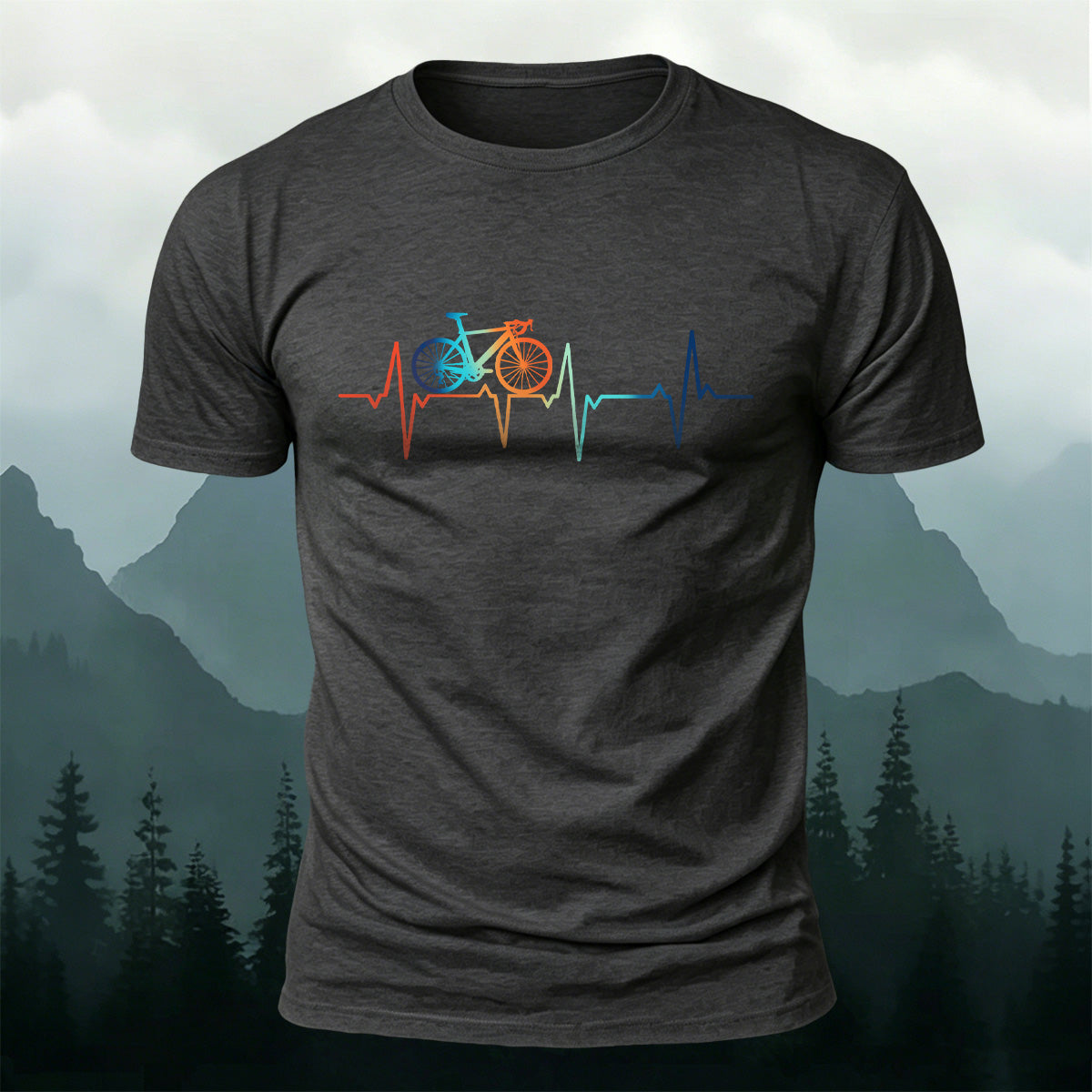 Bicycle Color Print Natural Soft-touch Feel T-Shirt