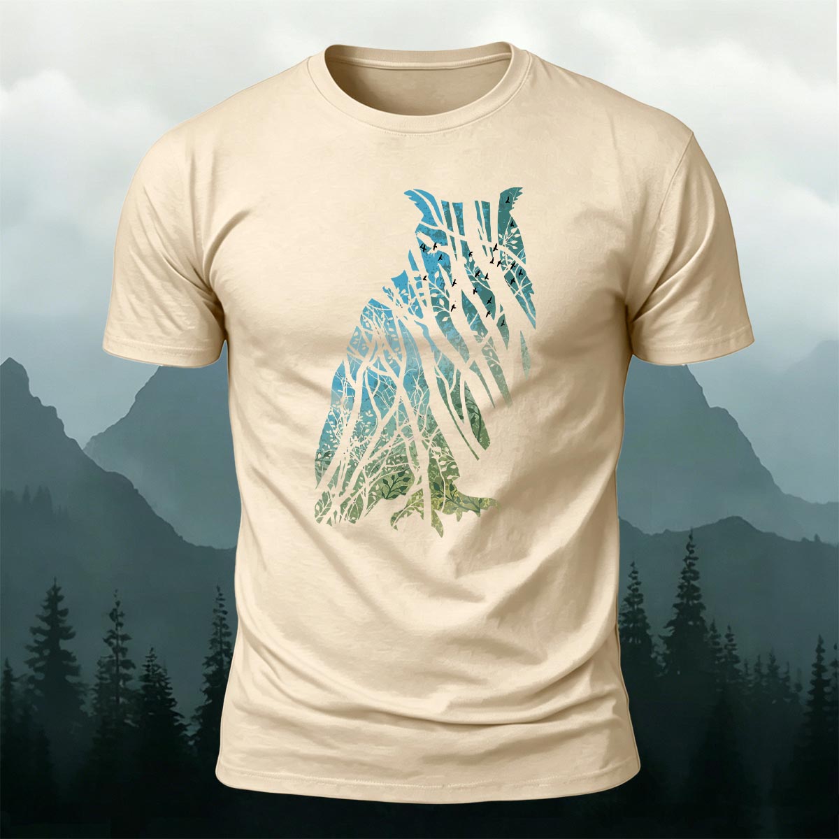 Tech Owl Art Print Casual Cotton T-Shirt
