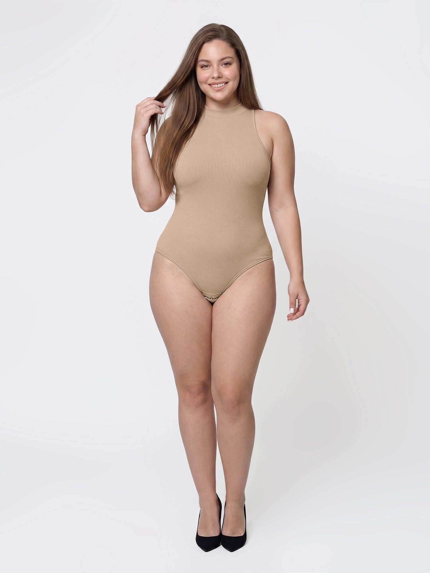 High Neck Sculpt Thong Bodysuit Belly Control Shapewear