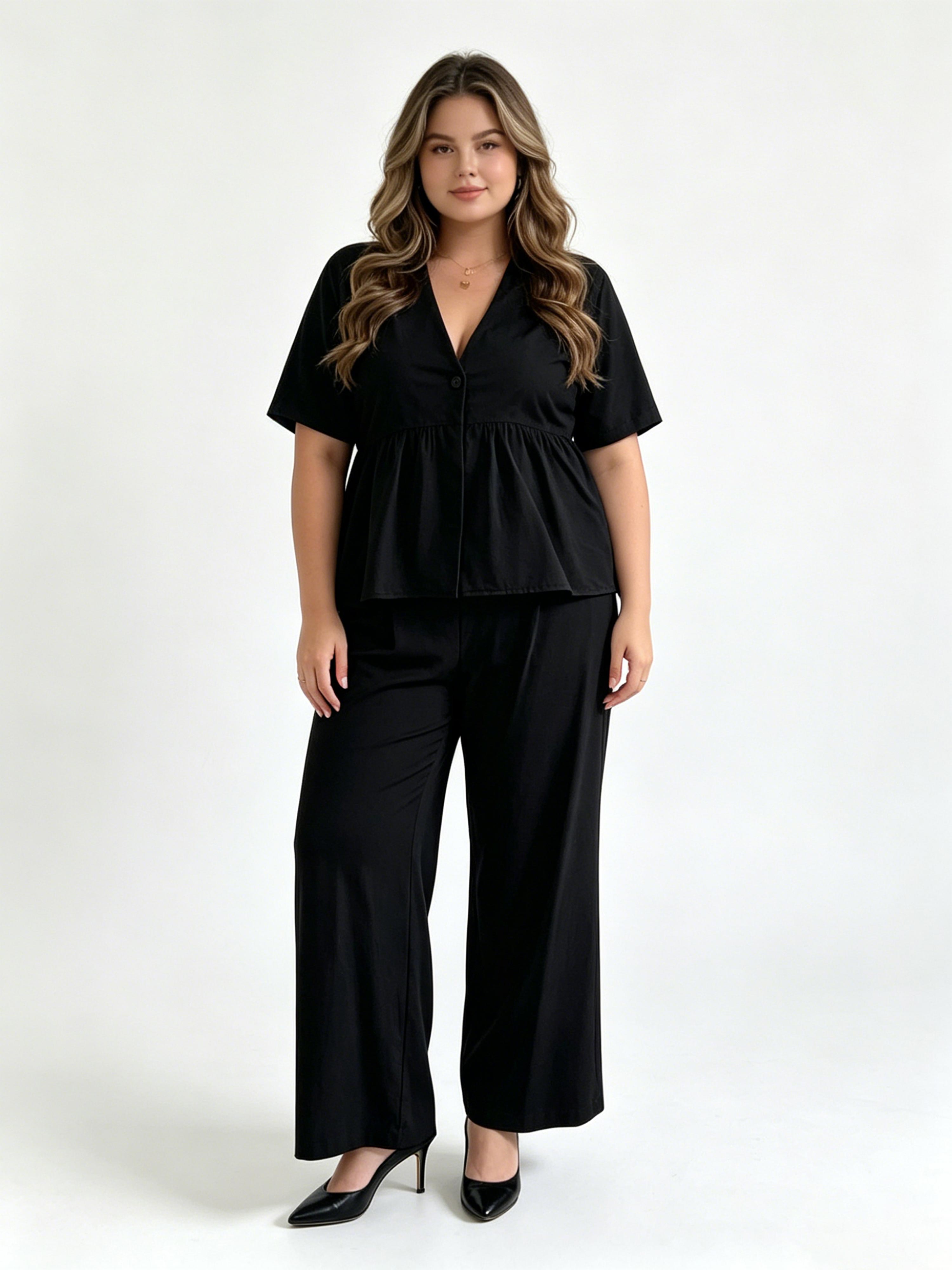 Fashionable Elegant V-Neck Loose Casual Set