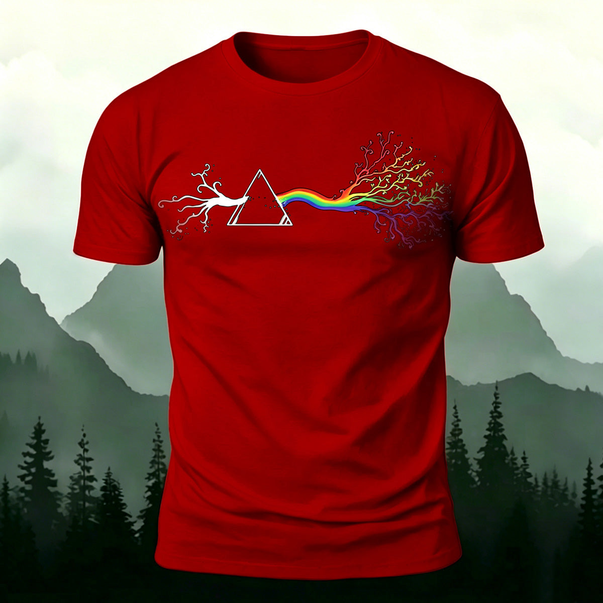 Colorful Tree Print Premium Cotton Round Neck T-Shirt
