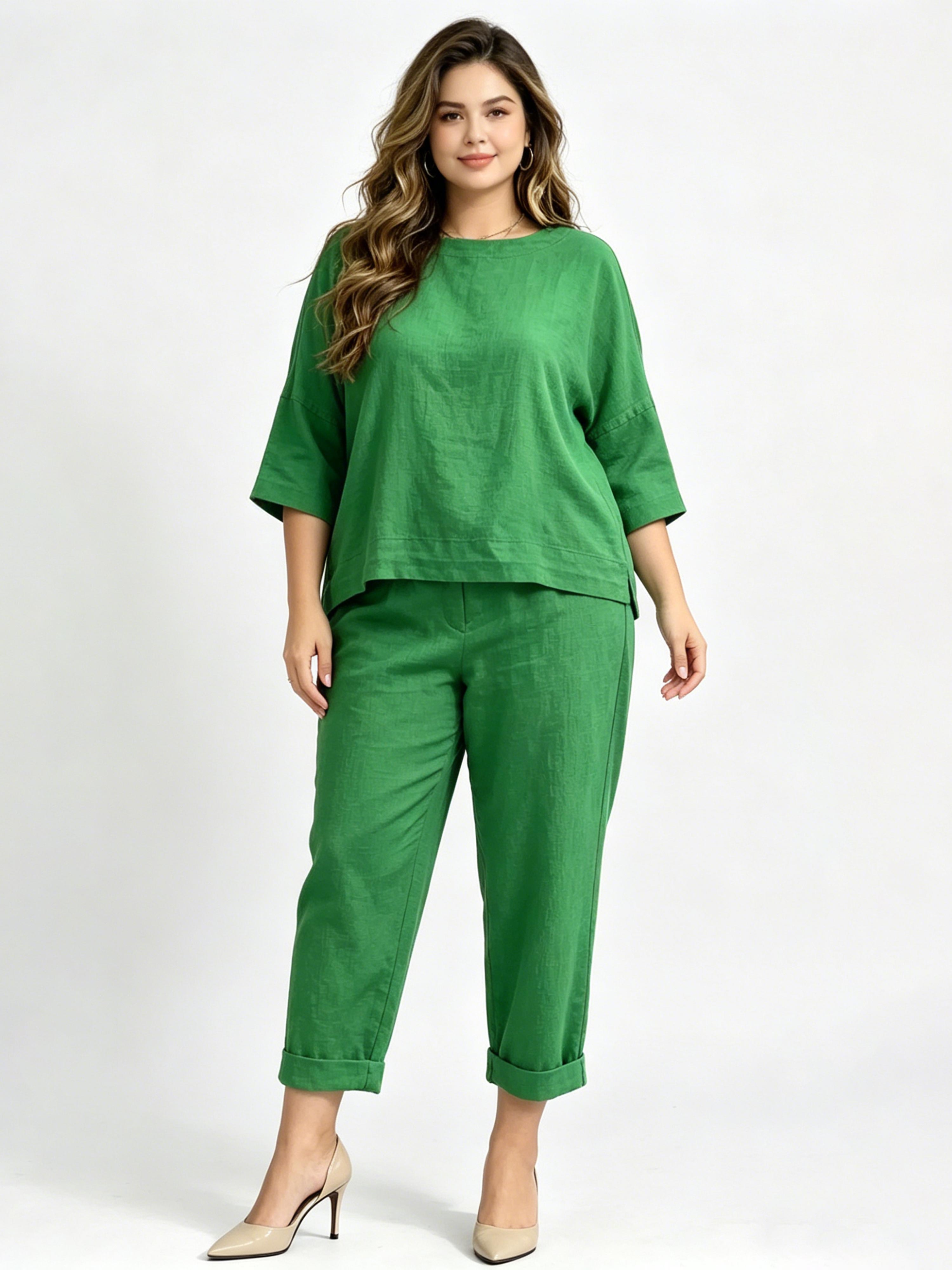 New Arrival Cotton Linen Loose Comfortable Casual Set