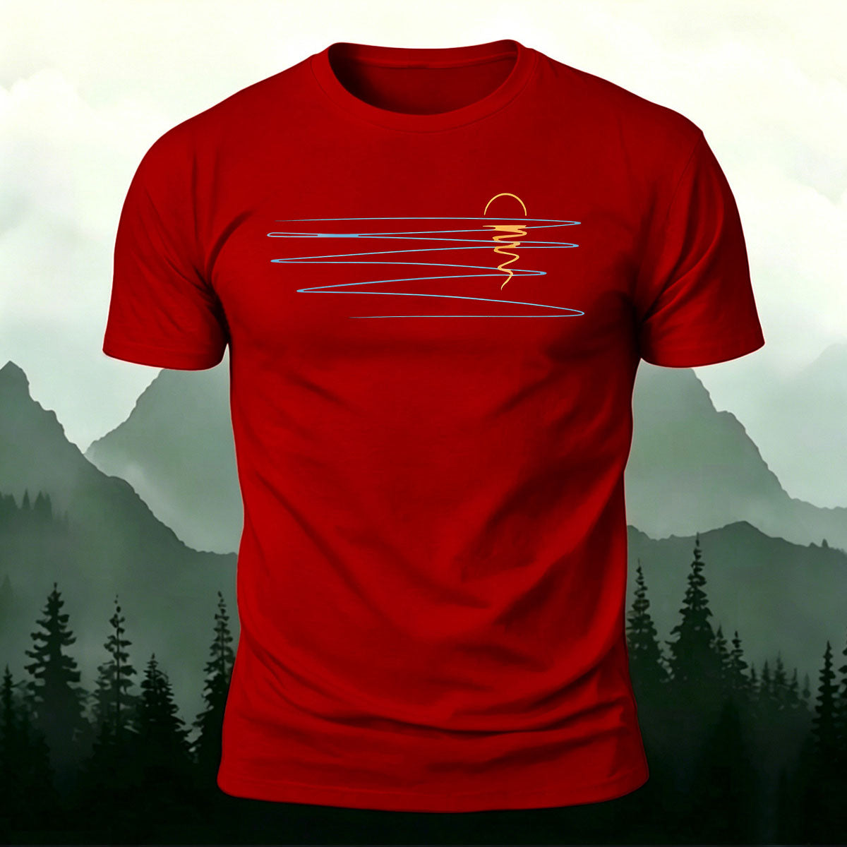 Sunset Line Pattern Minimalist Skin-friendly Casual T-Shirt