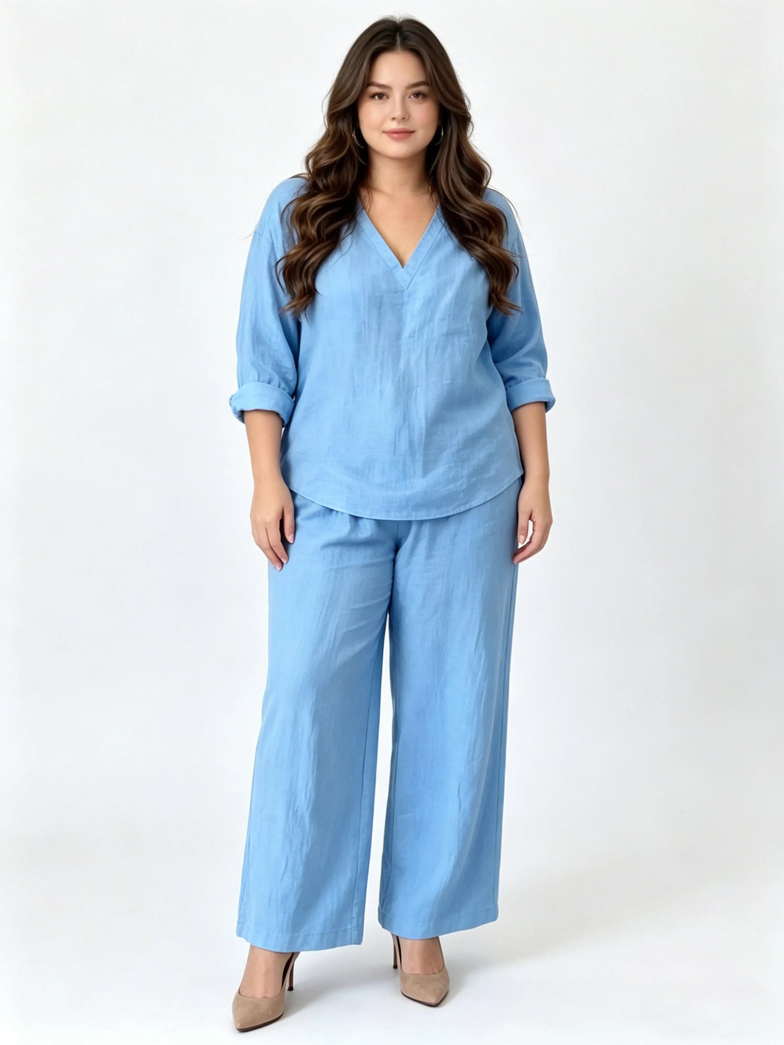 Minimalist Stylish Casual V-neck Comfortable Set
