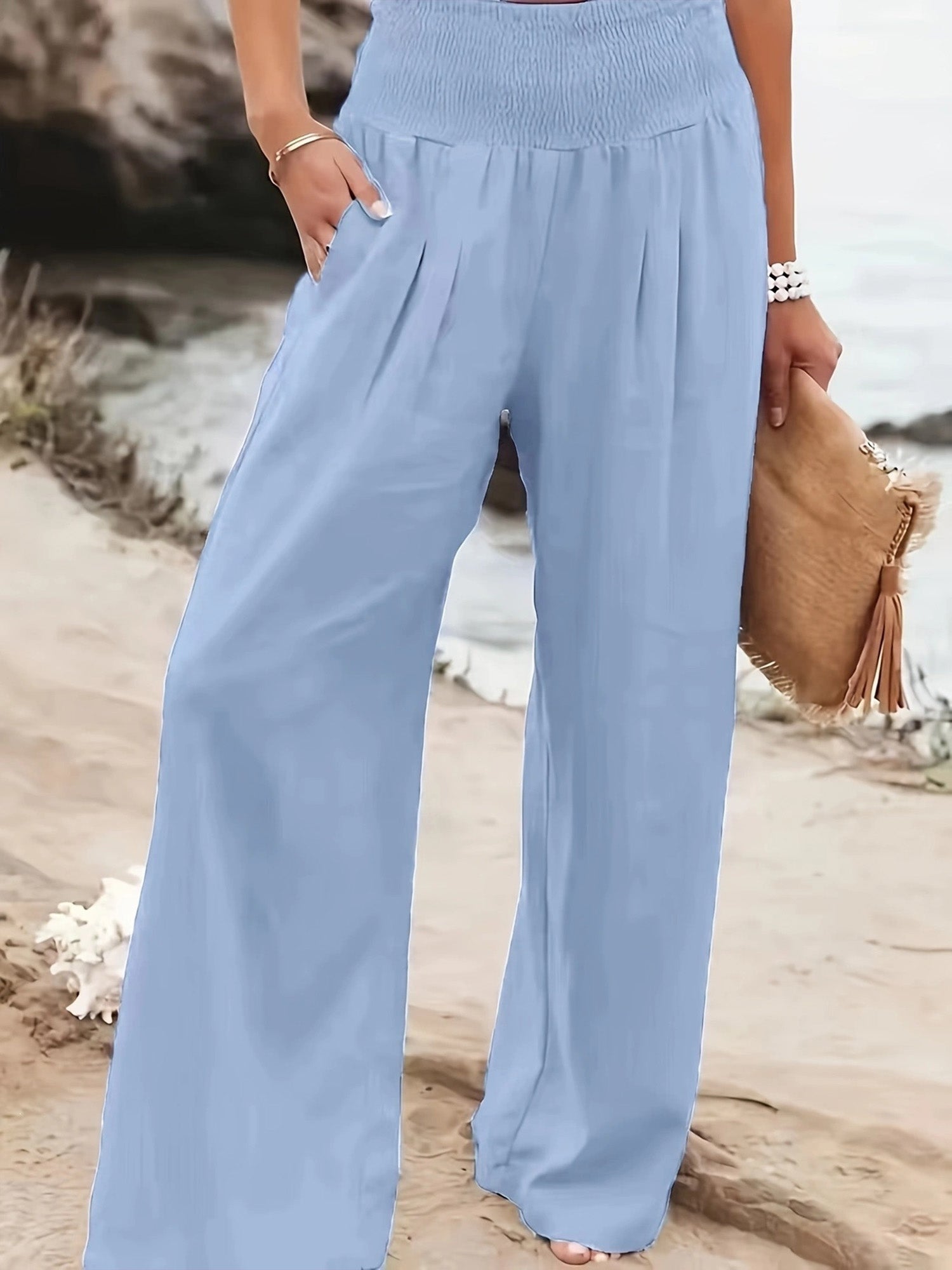 Women Cotton Linen Comfort Casual Mid Rise Pants