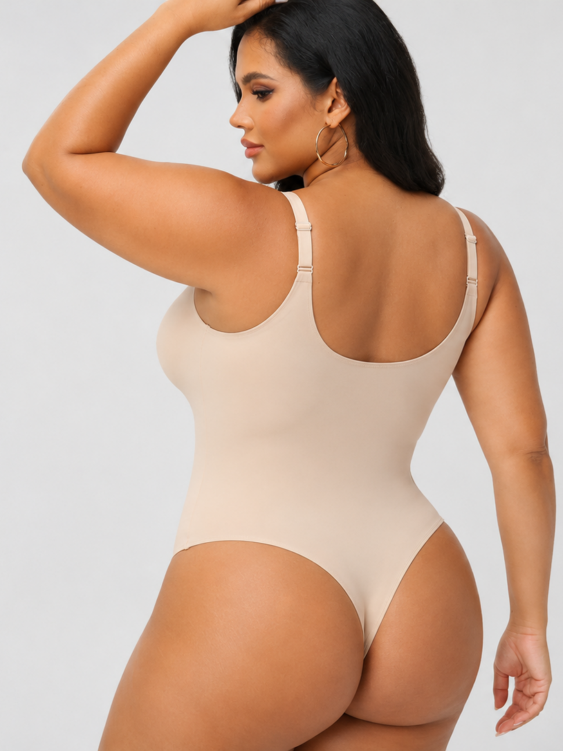 Seamless V-Neck Tummy Control Open Crotch Back Shapeware