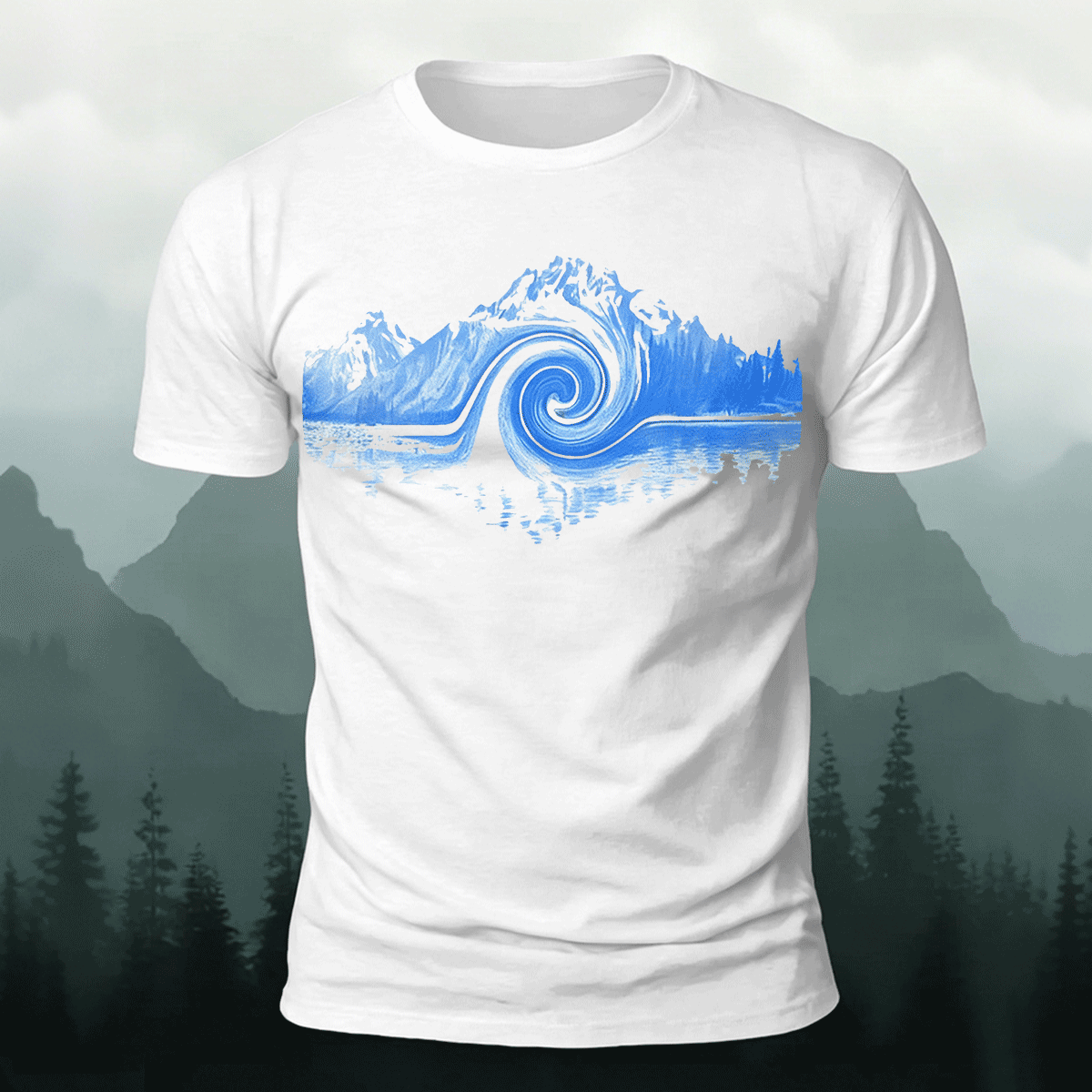 Abstract Landscape Print Premium Cotton Casual T-Shirt