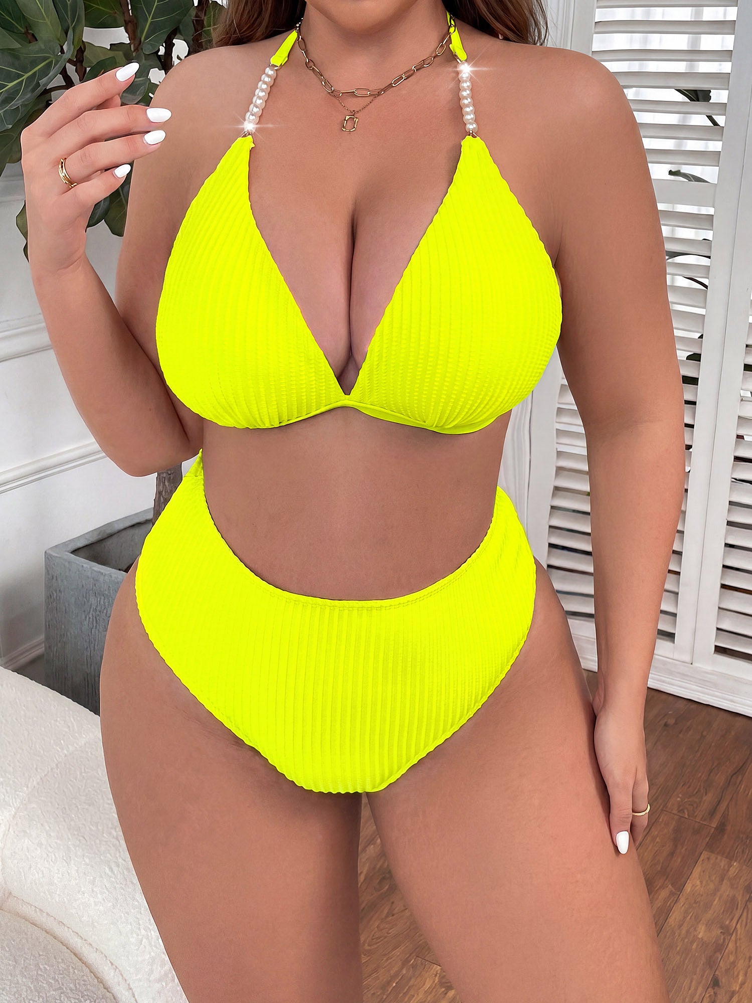 Women's Solid-Color Strapless Backless Sexy Bikini