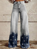 Floral-Print Satin High-Waisted Flowy Loose-Fit Straight-Leg Casual Pants