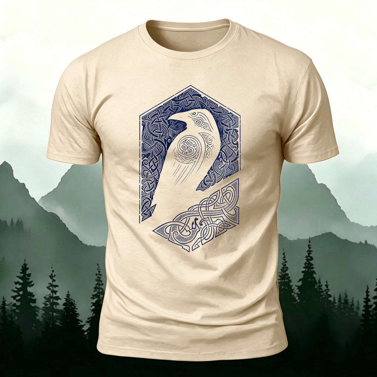 Bird Pattern Mountain-Style Comfortable Casual T-Shirt