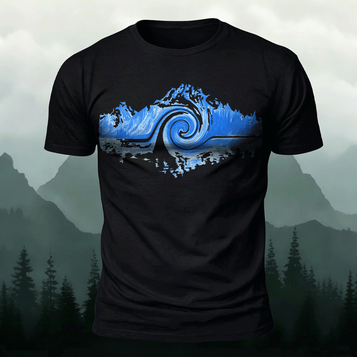 Abstract Landscape Print Premium Cotton Casual T-Shirt