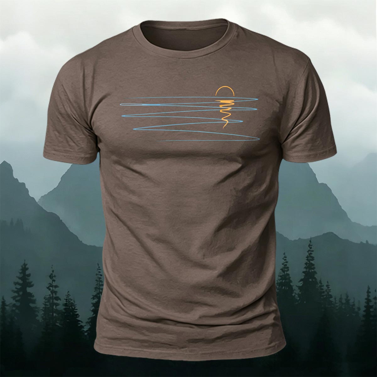 Sunset Line Pattern Minimalist Skin-friendly Casual T-Shirt