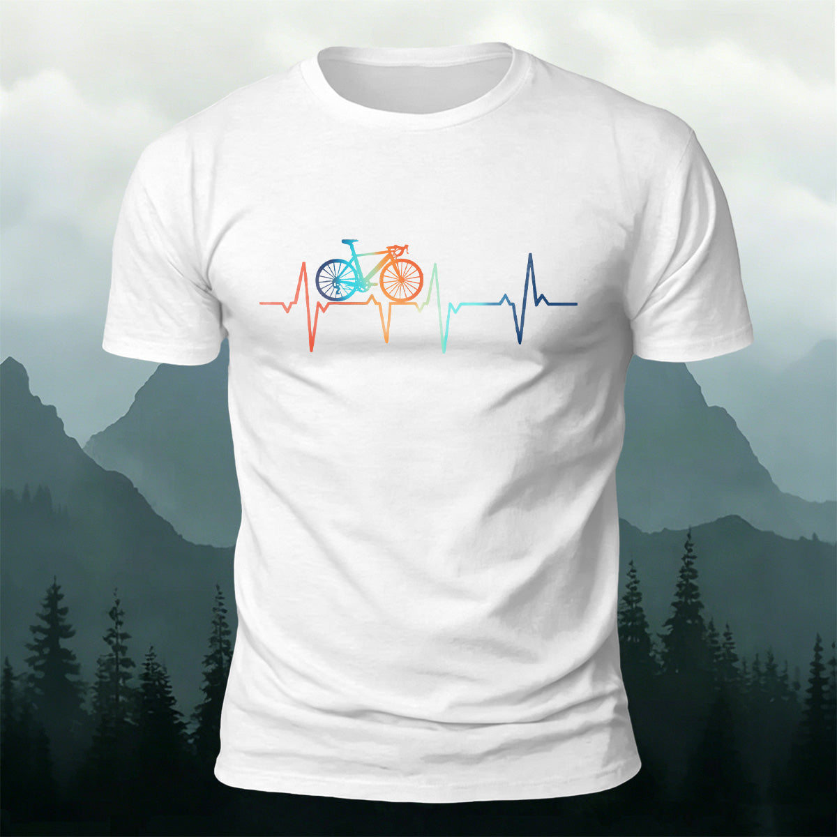 Bicycle Color Print Natural Soft-touch Feel T-Shirt