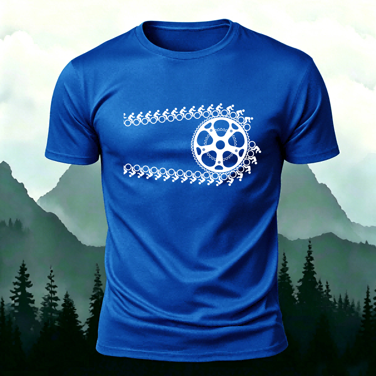 Artistic Cycling Pattern Outdoor Style Skin-Friendly T-Shirt