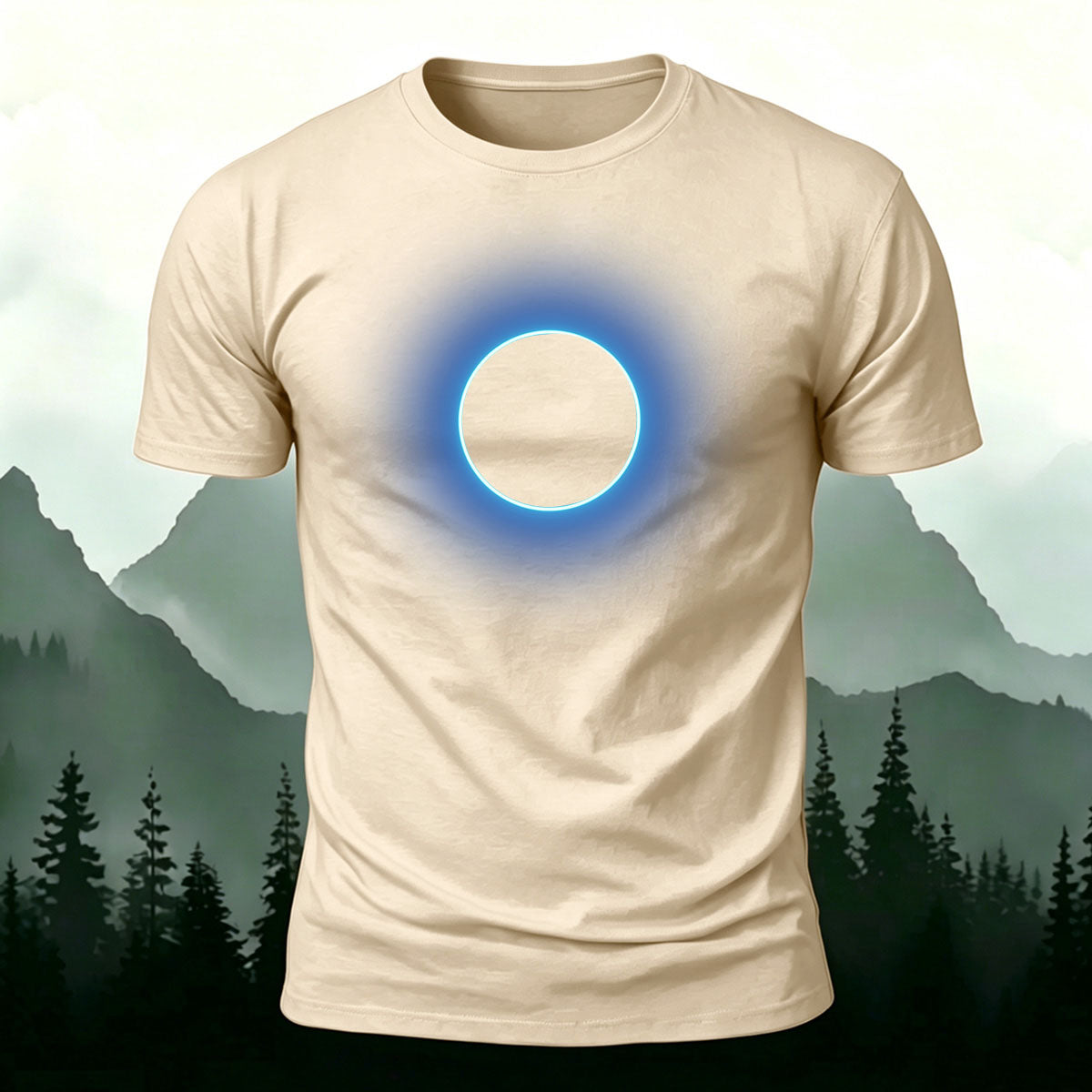 DTG Glowing Circle Pattern Minimalist Breathable T-shirt