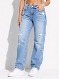 Women's Slim-Fit Fashionable Casual Distressed Washed Jeans