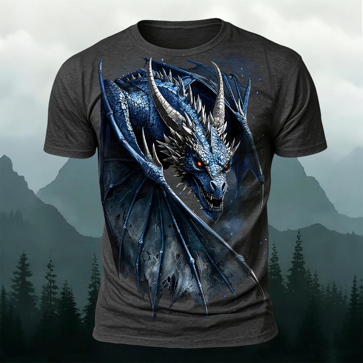 Fierce Dragon Print Cool Casual Sublimation T-Shirt