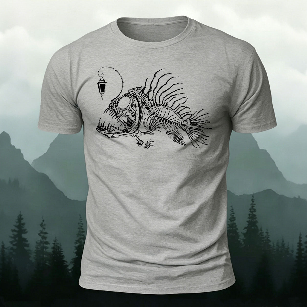 Underwater Fishbone Pattern Cotton Casual T-Shirt