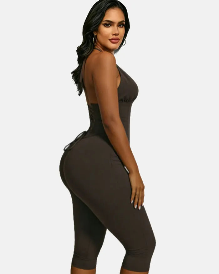 Comfortable, Waist-Cinching, Open-Back Athletic Shapewear And Cropped Legging