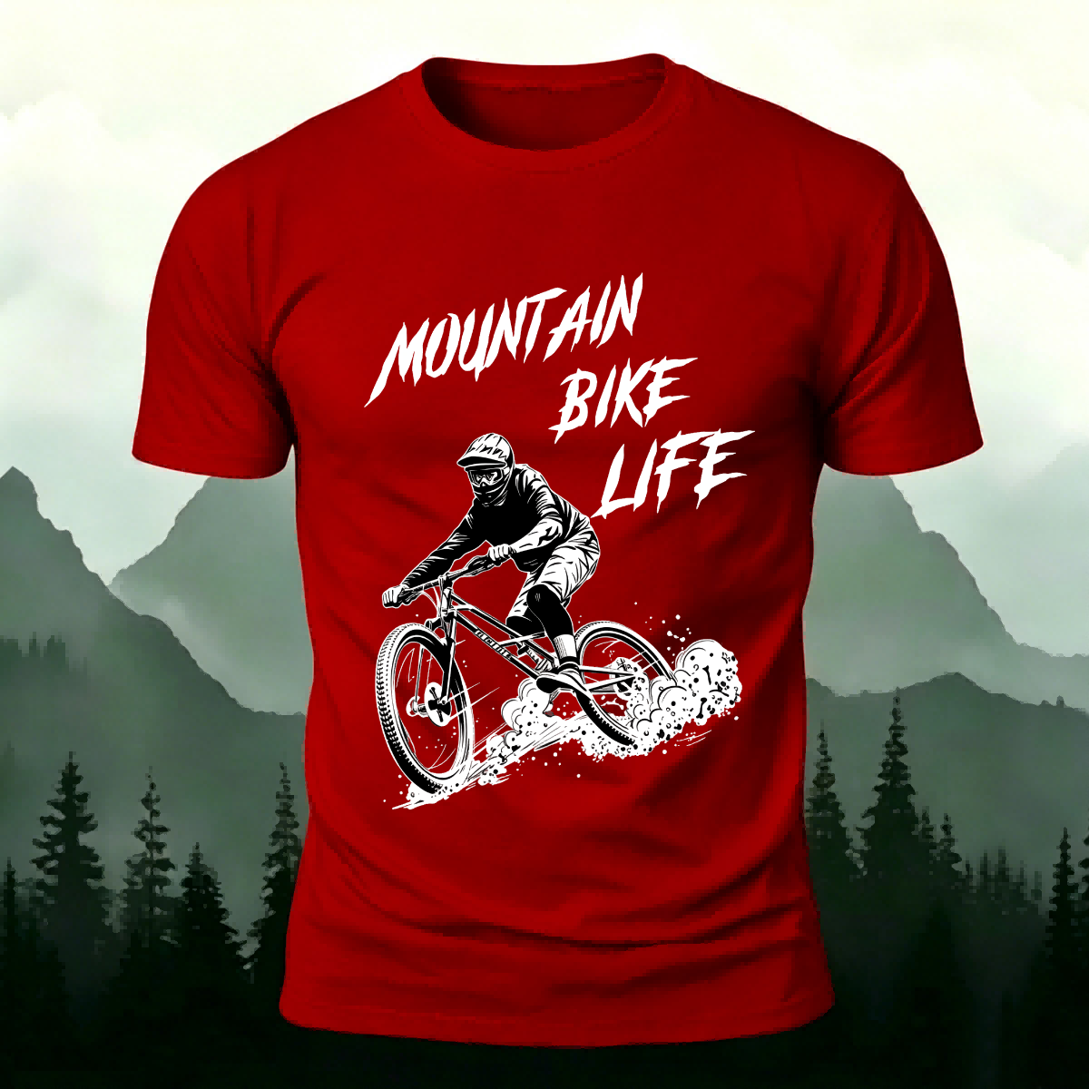 Mountain Biking Print Breathable Material T-Shirt
