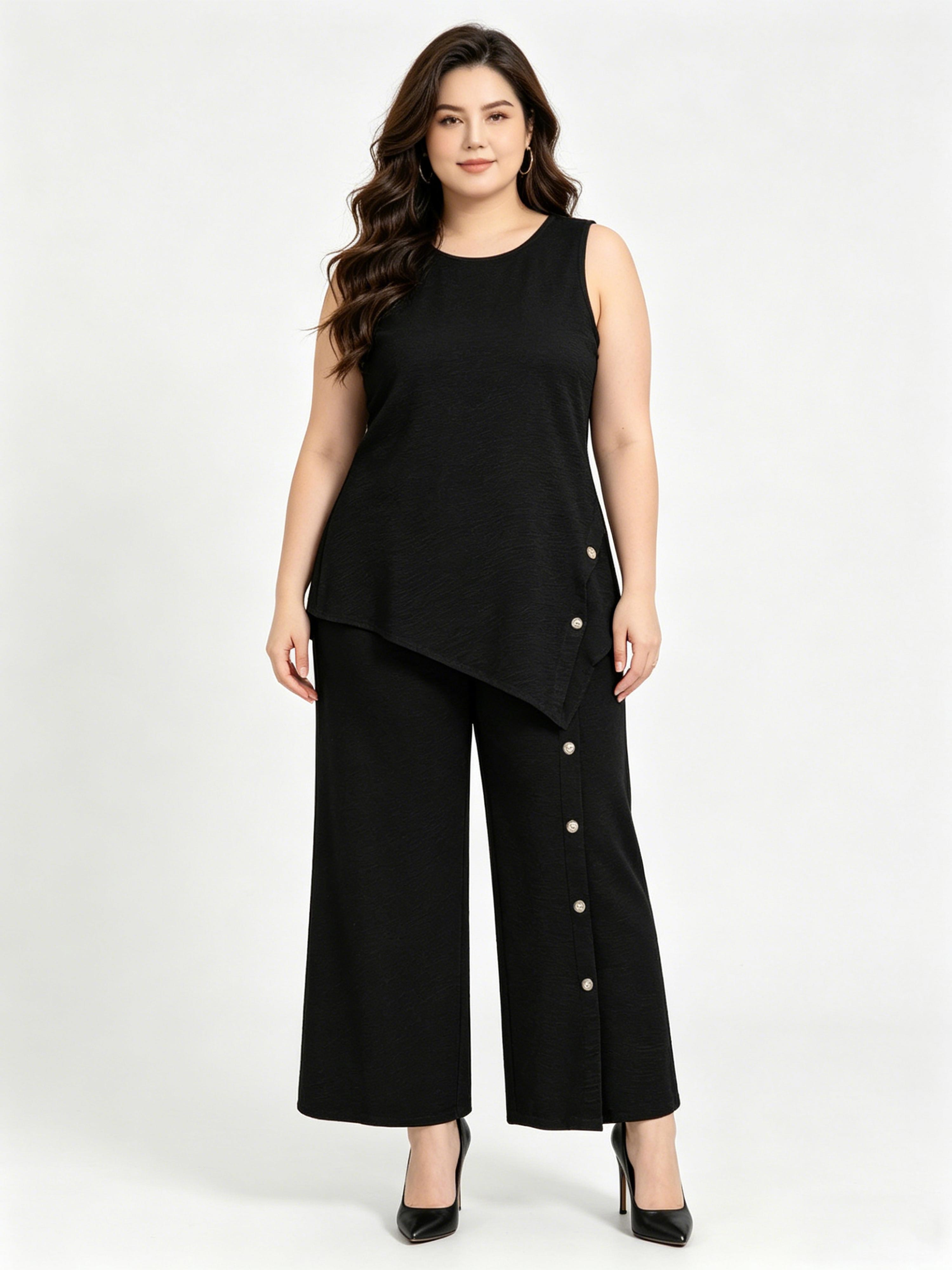 Irregular Hem Fashion Casual Button Loose Set