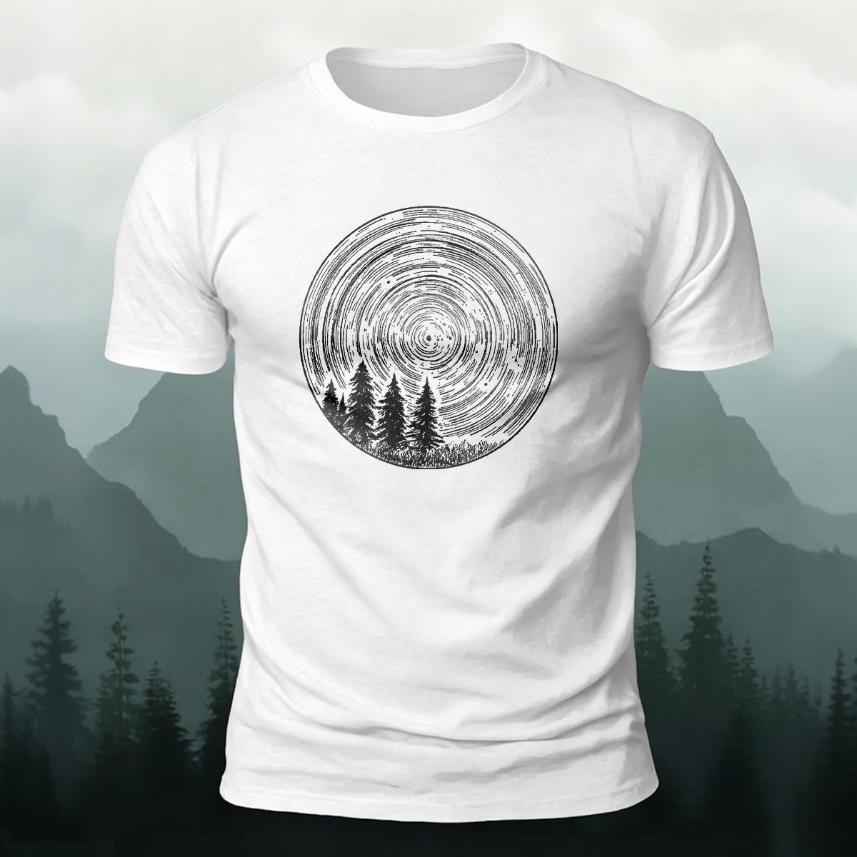 Circular Pattern Print Minimalist Breathable Material T-shirt
