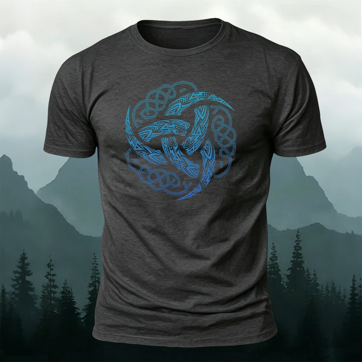 Viking Mythology Totem Print Casual Cotton T-Shirt