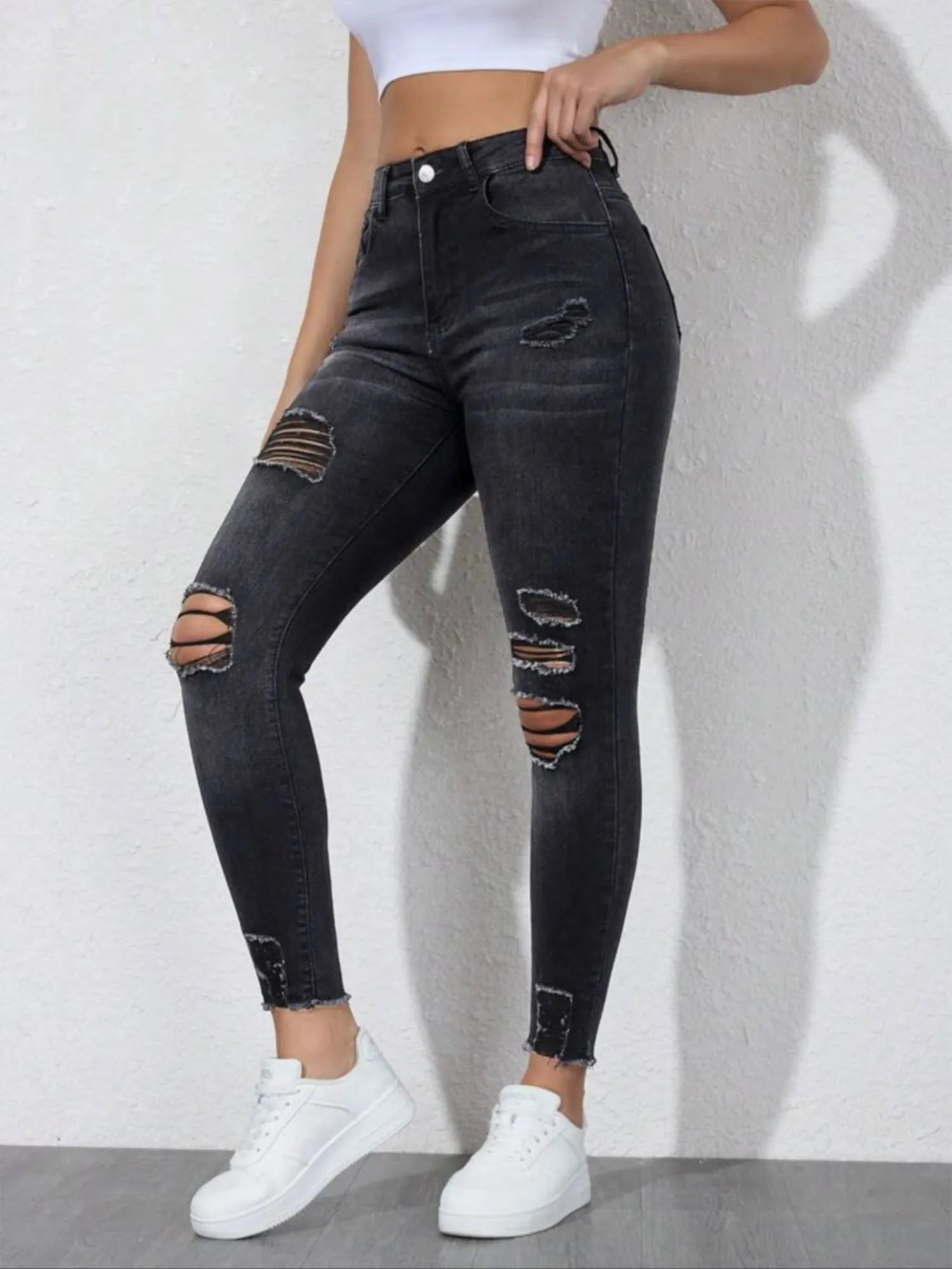 Stretch Slim Ripped Fashion Denim Pants
