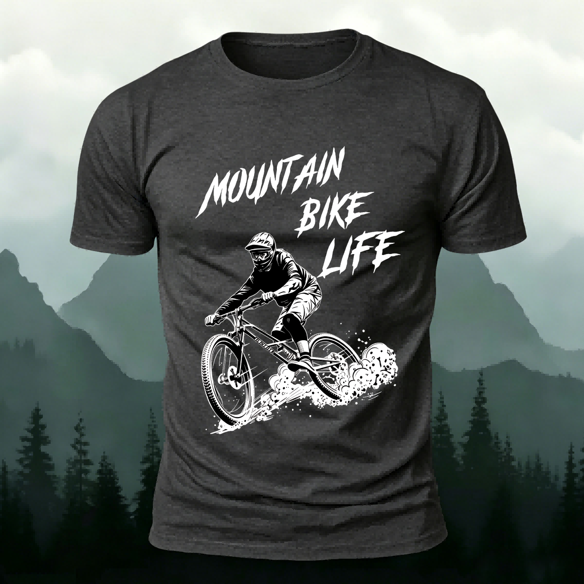 Mountain Biking Print Breathable Material T-Shirt