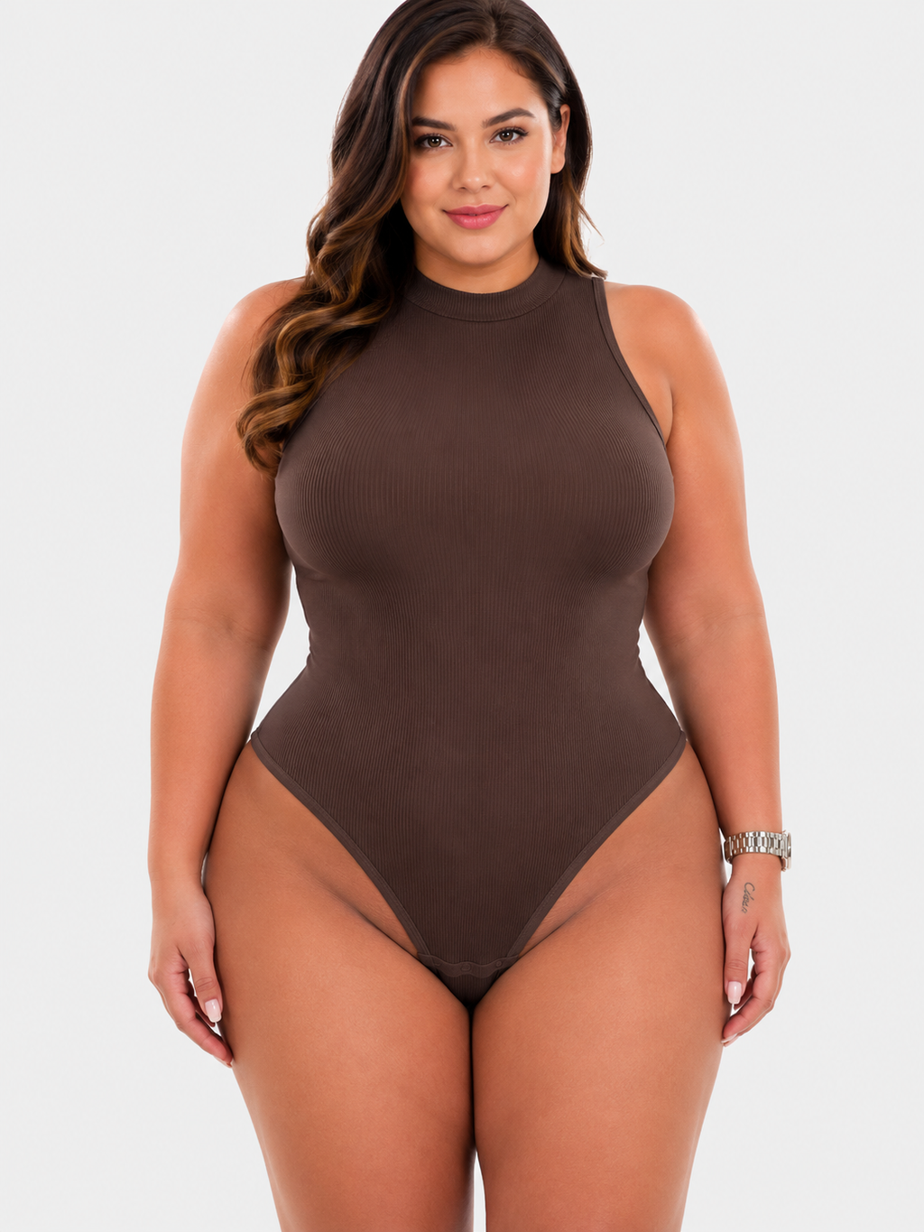 High Neck Sculpt Thong Bodysuit Belly Control Shapewear