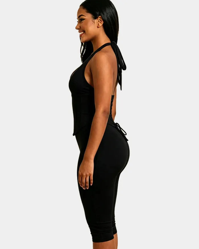 Comfortable, Waist-Cinching, Open-Back Athletic Shapewear And Cropped Legging