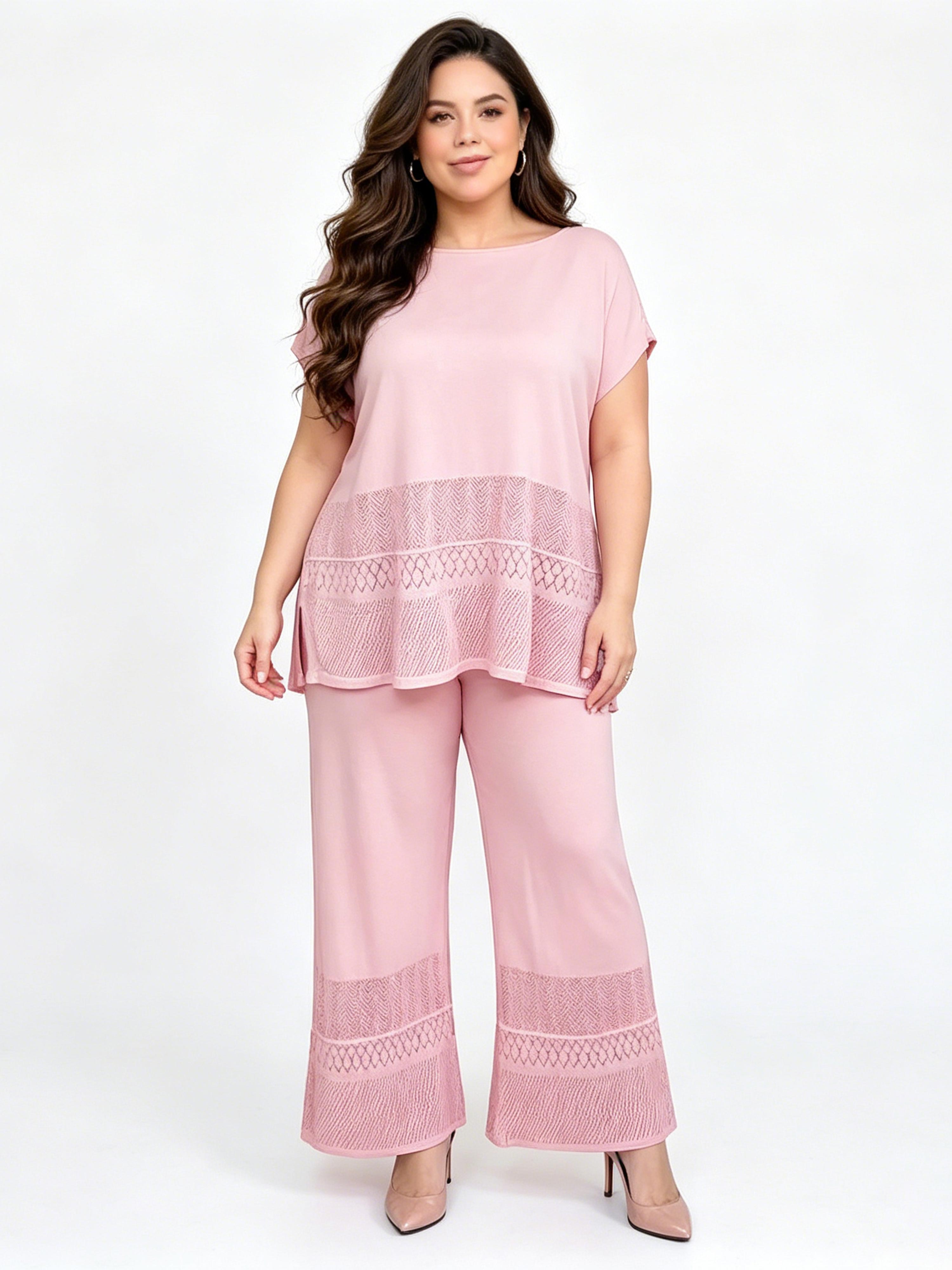 Casual Fashion Hollow-Out Solid Color Loose-Fit Set