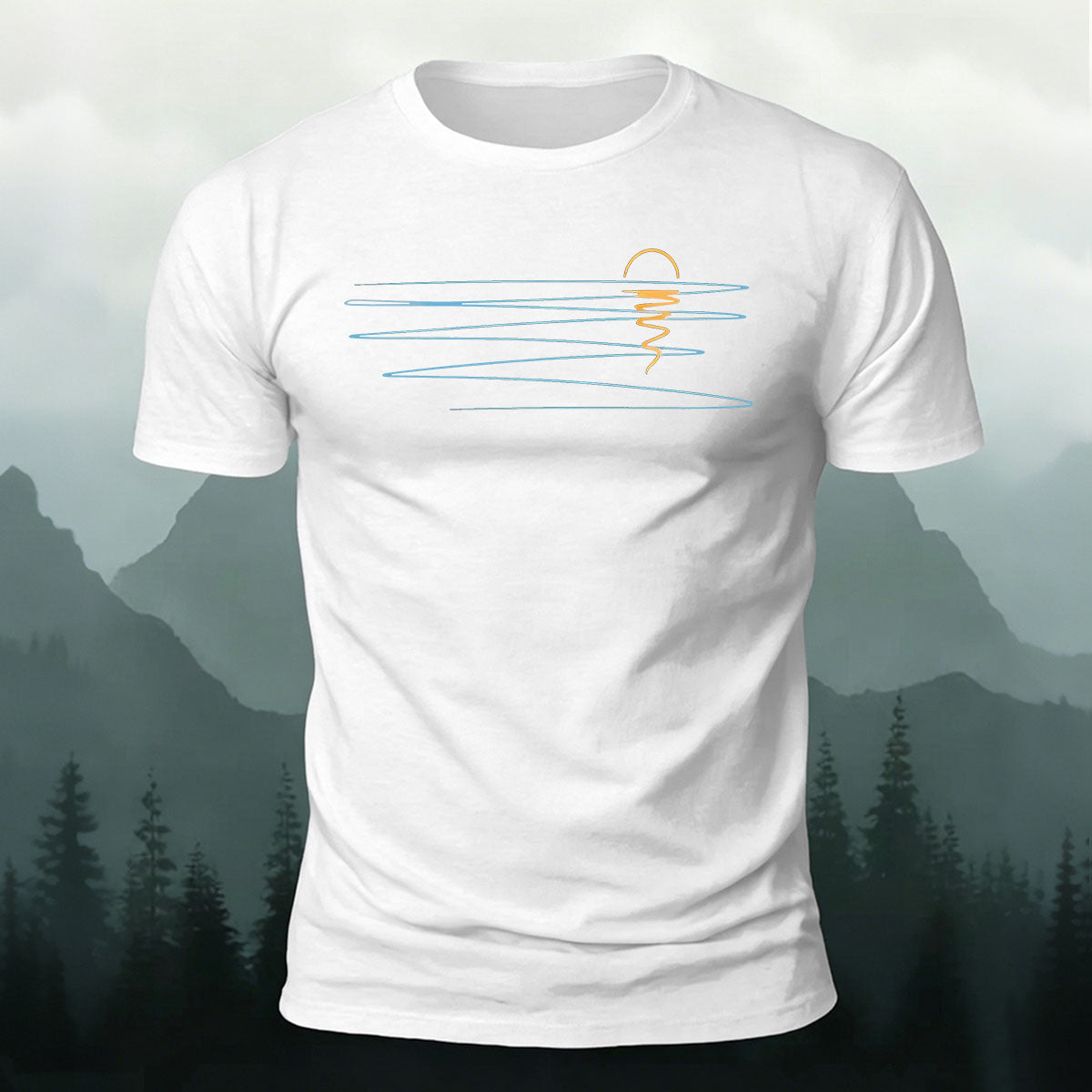 Sunset Line Pattern Minimalist Skin-friendly Casual T-Shirt