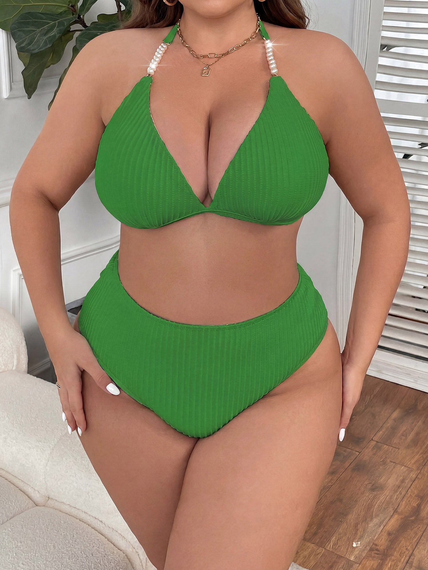 Women's Solid-Color Strapless Backless Sexy Bikini