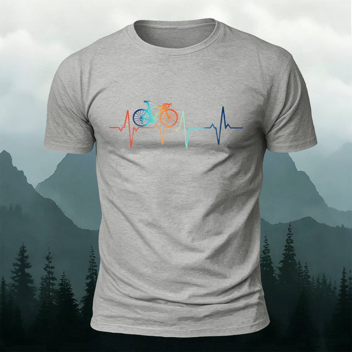 Bicycle Color Print Natural Soft-touch Feel T-Shirt